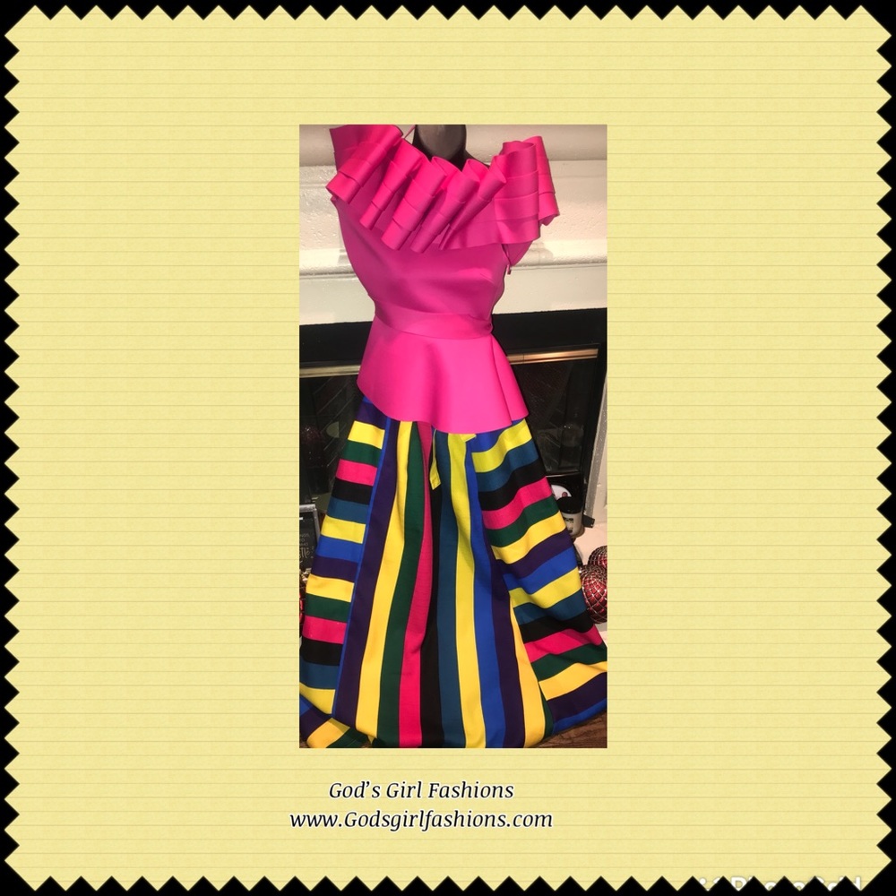 Rainbow Maxi Skirt Ribbon top